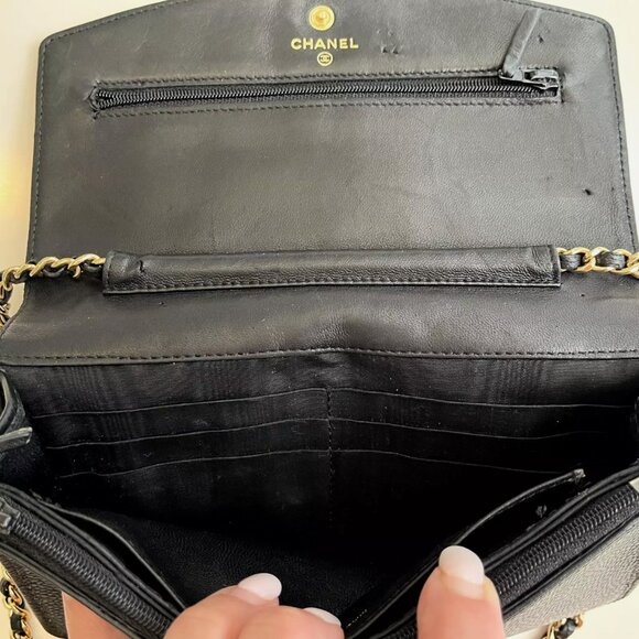 Chanel Black Caviar CC Logo Timeless Wallet on Chain WOC - Picture 7 of 16